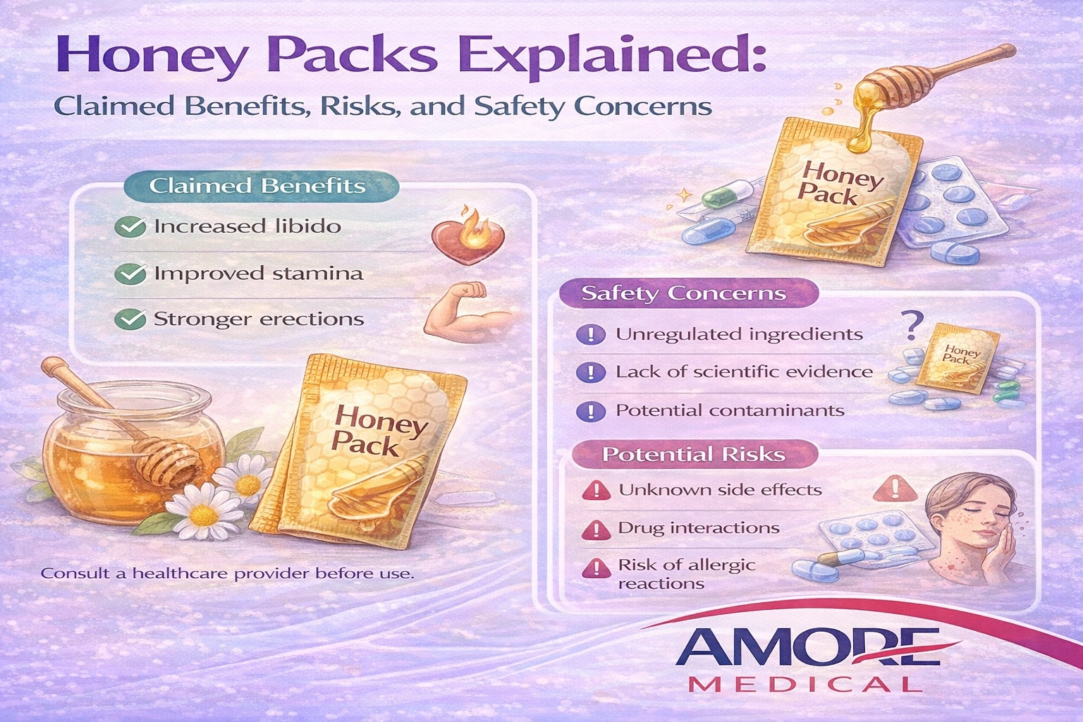Honey Packs Explained: Claimed Benefits, Risks, and Safety Concerns